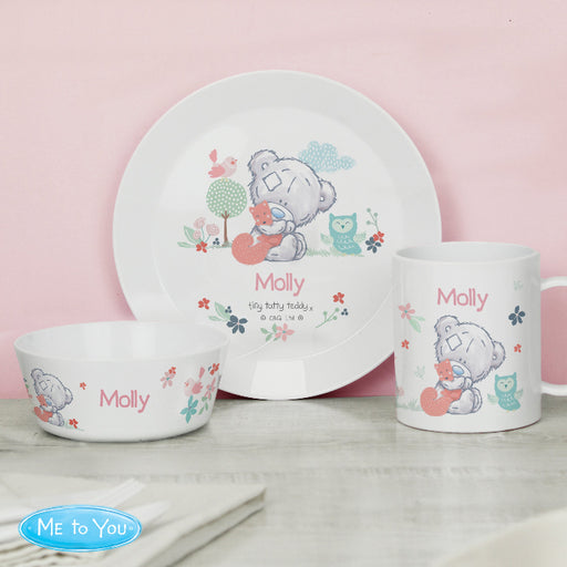 Personalised Tiny Tatty Teddy Woodland Animal Breakfast Set