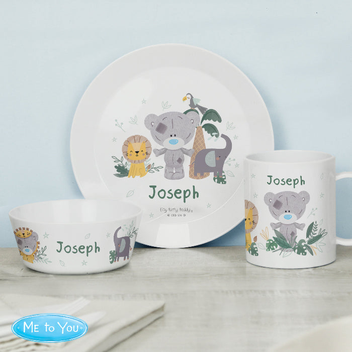 Personalised Tiny Tatty Teddy Jungle Animals Breakfast Set