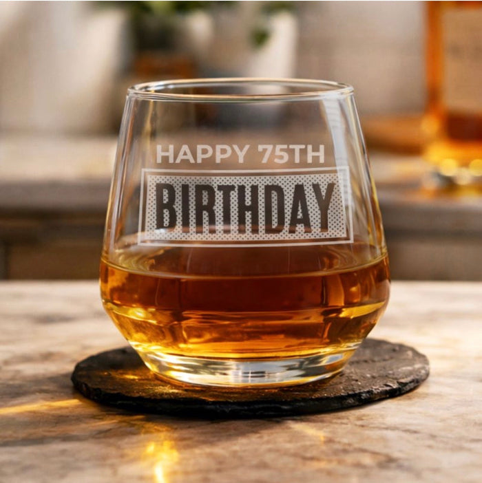 75th Birthday Tumbler Glass - Gift Boxed