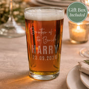 Personalised Wedding Pint Glass for Groomsman - Gift Boxed