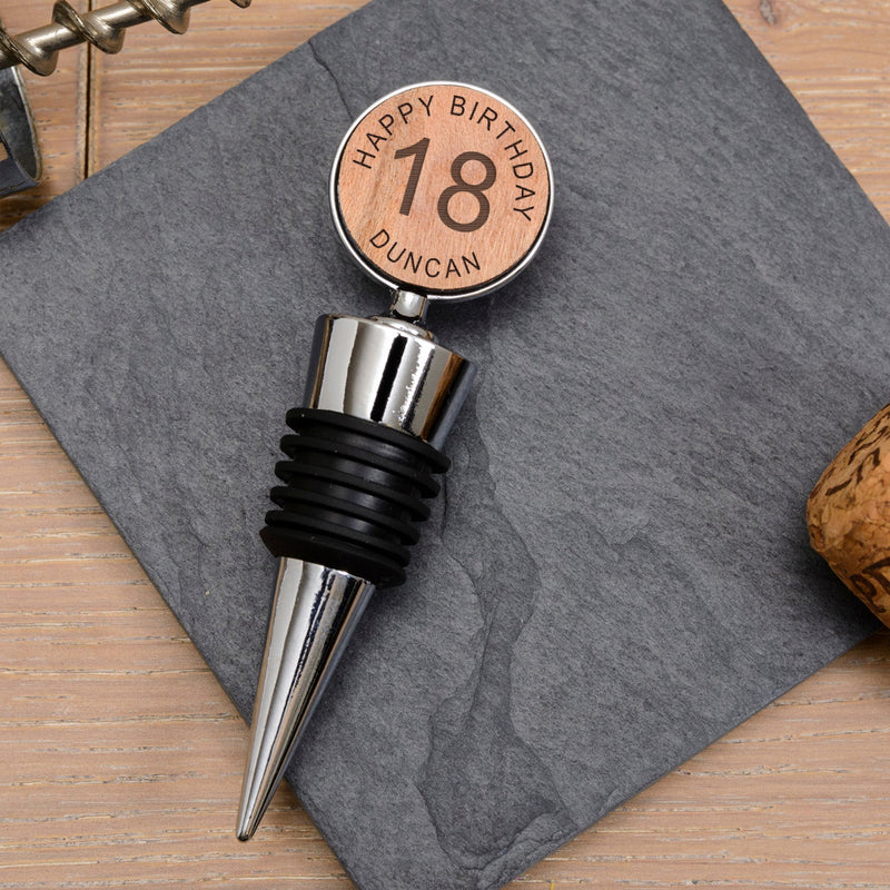 Personalised 18th Birthday Bottle Stopper - Cherrywood