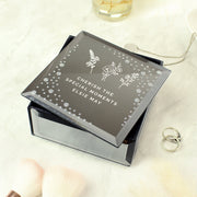 Personalised Floral Flower Diamante Mirrored Glass Trinket Box