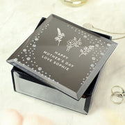 Personalised Floral Flower Diamante Mirrored Trinket Box