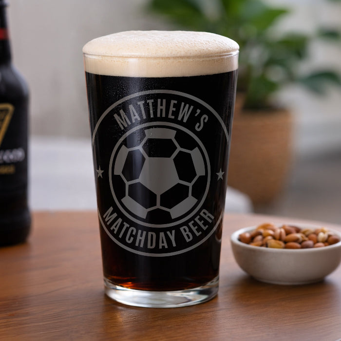 Personalised Football Pint Glass - Any Message