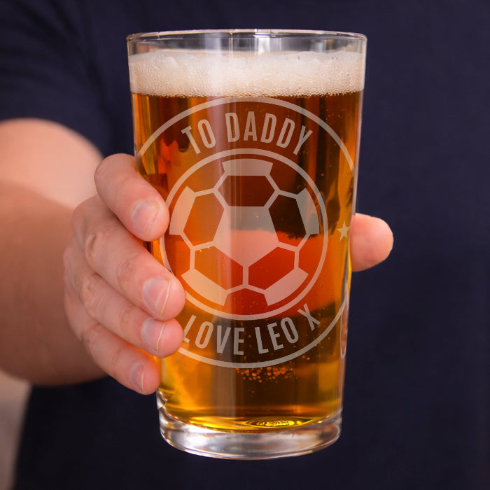 Personalised Football Pint Glass - Any Message