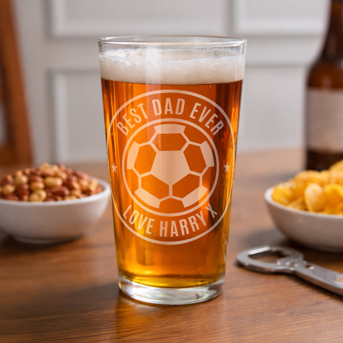 Personalised Football Pint Glass - Any Message