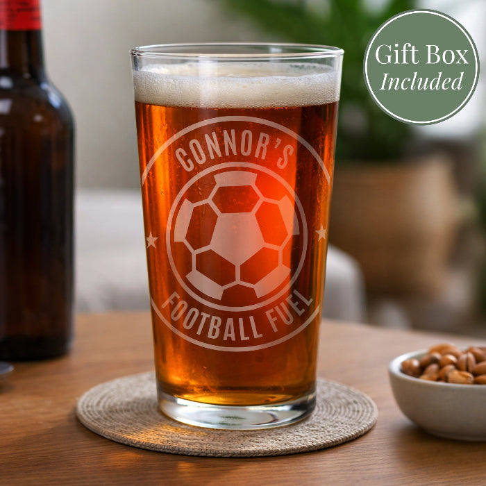 Personalised Football Pint Glass - Any Message