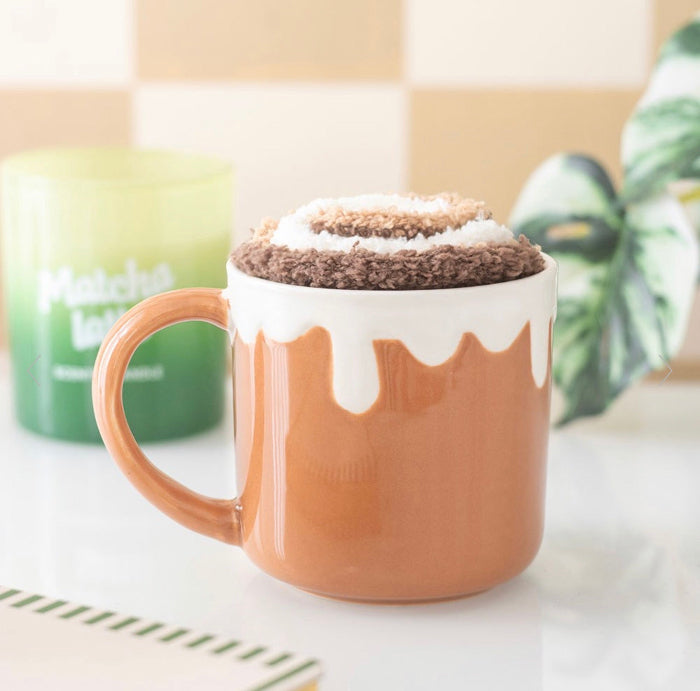 Novelty Cinnamon Roll Mug and Socks Set