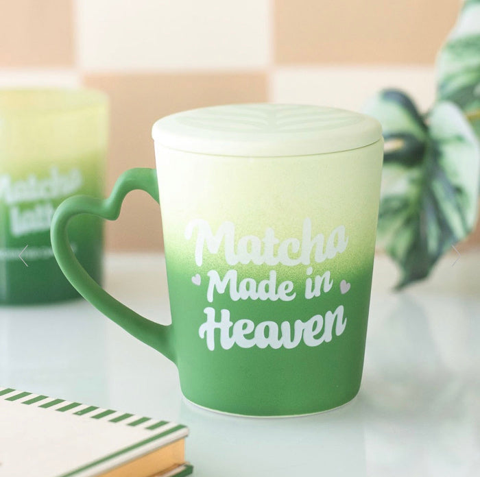 Matcha Made in Heaven Mug with Coaster Lid - Novelty Gift