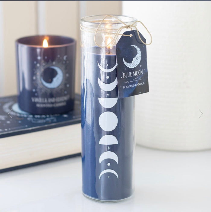 Moon Phase Wild Blueberry & Vanilla Tube Candle - Celestial Home Decor