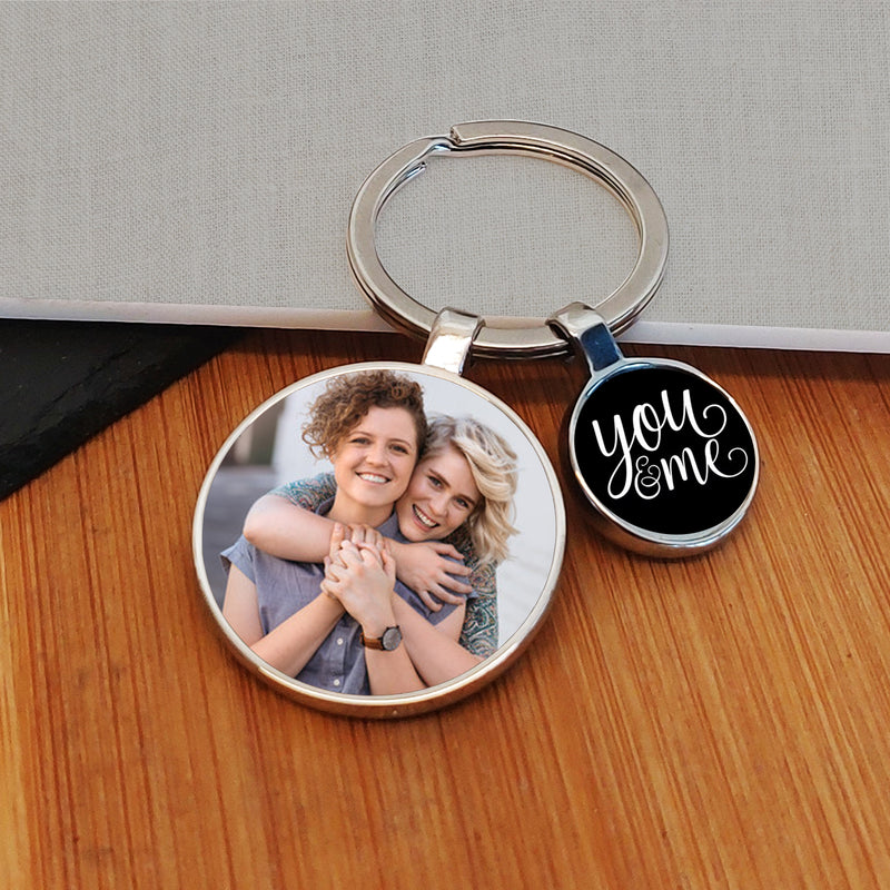 You & Me Charm Photo Upload Keyring