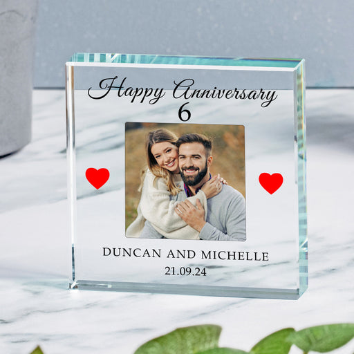 Personalised 6th Wedding Anniversary Photo Crystal Glass Ornament