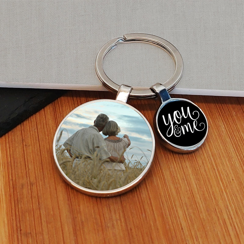 You & Me Charm Photo Upload Keyring