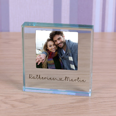 Personalised Photo Upload Couples Glass Gift