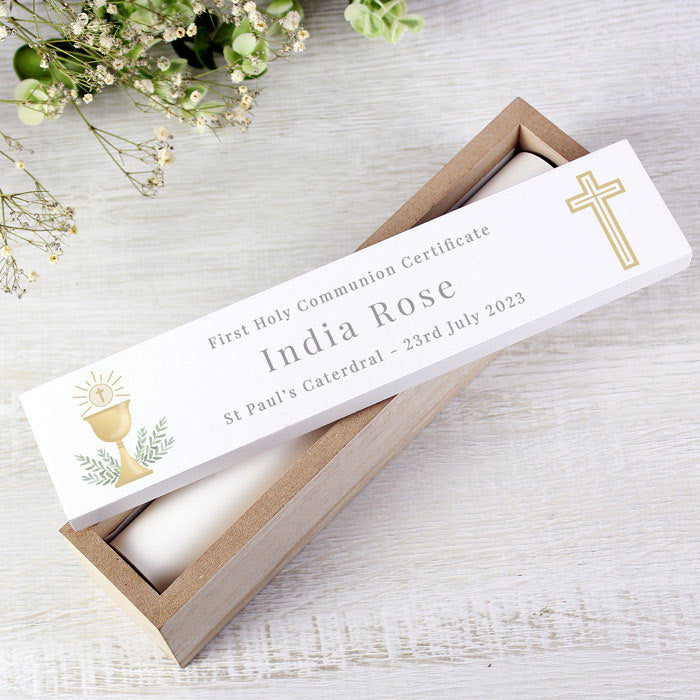 Personalised First Holy Communion Wooden Certificate Holder