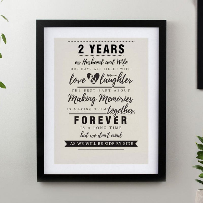 2nd Anniversary Black Framed Print