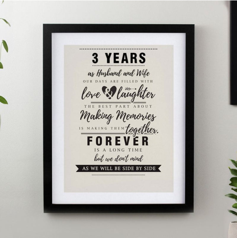 3rd Anniversary Black Framed Print