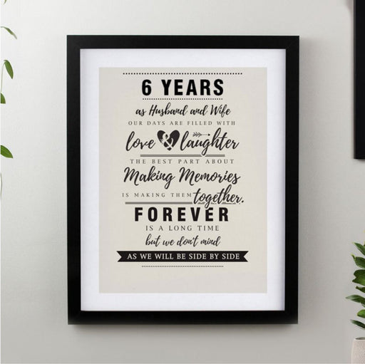 6th Anniversary Black Framed Print