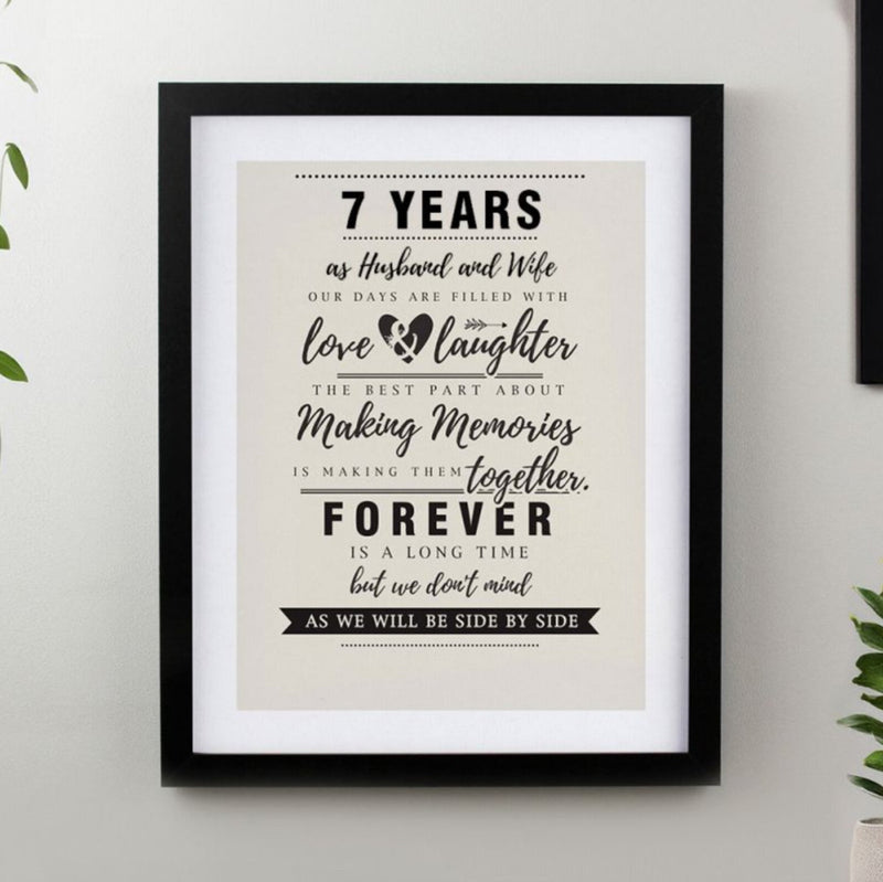 7th Anniversary Black Framed Print