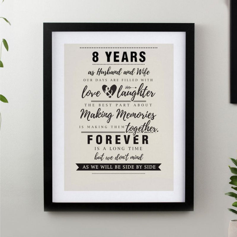 8th Anniversary Black Framed Print