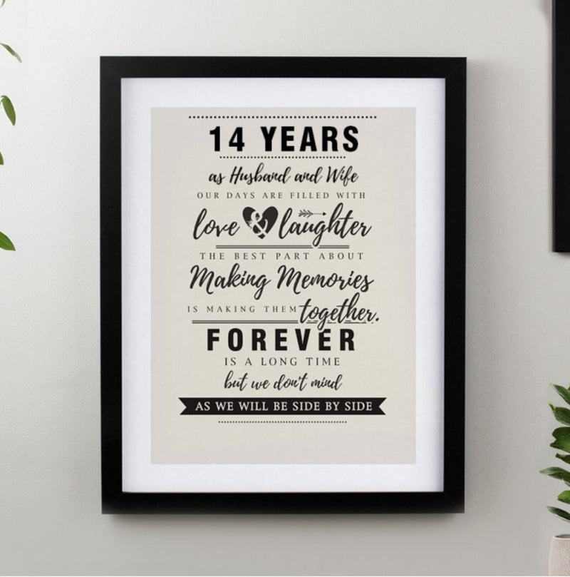 14th Anniversary Black Framed Print