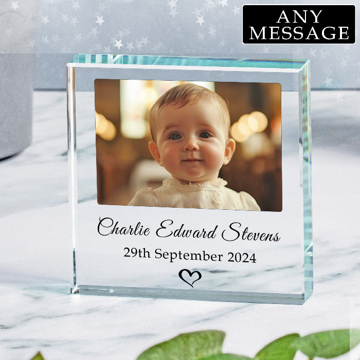 Personalised New Baby Photo Gift Plaque - Any Message