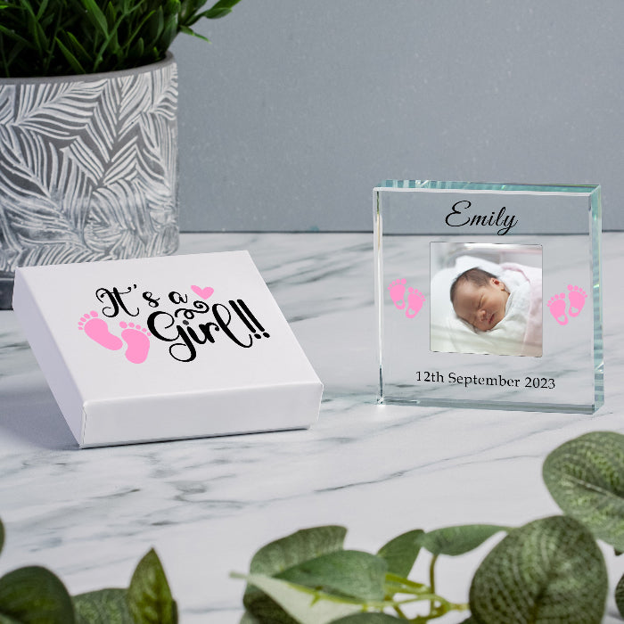 It’s a Girl New Baby Photo Gift Plaque - Gift Boxed
