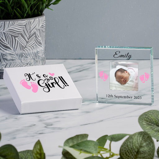 It’s a Girl New Baby Photo Gift Plaque - Gift Boxed