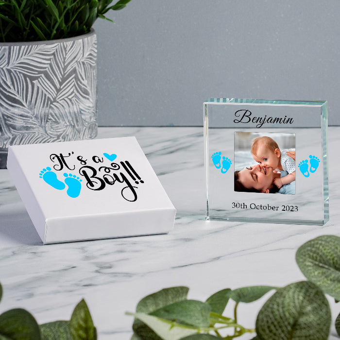 It’s A Boy New Baby Photo Gift Plaque - Gift Boxed