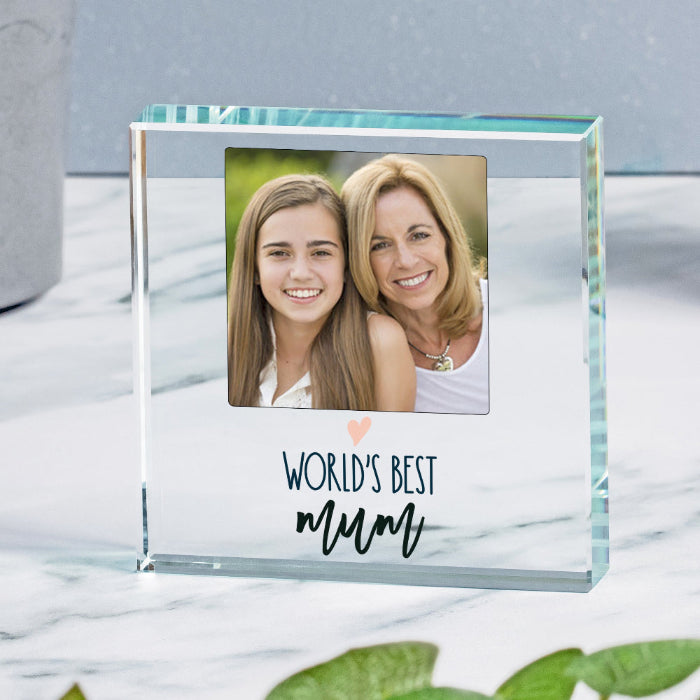 Worlds Best Mum Photo Glass Block
