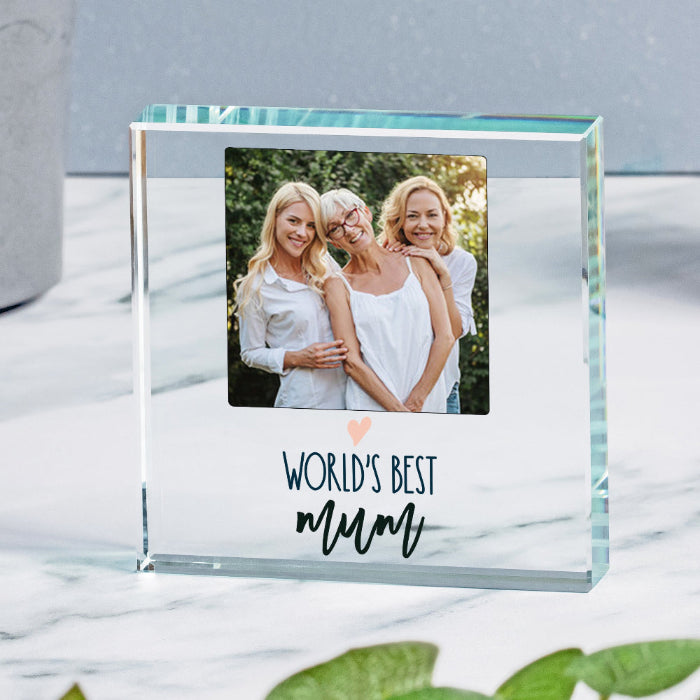 Worlds Best Mum Photo Glass Block