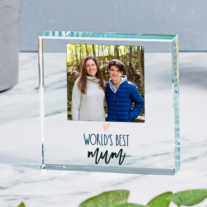 Worlds Best Mum Photo Glass Block