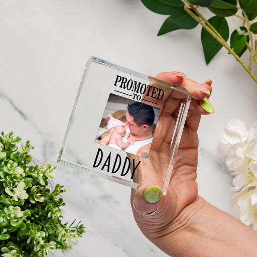New Daddy Photo Gift Plaque - Promoted To Daddy