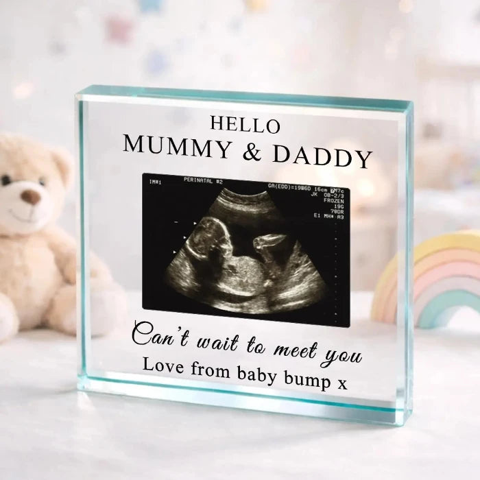 Baby Scan Photo Gift Plaque - Can't Wait To Meet You