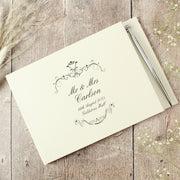 Ornate Swirl Wedding Hardback Guest Book & Pen - Personalised