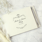 Ornate Swirl Wedding Hardback Guest Book & Pen - Personalised