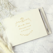 Personalised Gold Ornate Wedding Guest Book & Pen