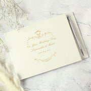 Personalised Gold Ornate Wedding Guest Book & Pen