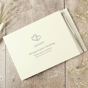 Personalised Hearts Wedding Hardback Guest Book & Pen