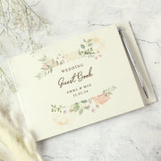 Personalised Floral Watercolour Wedding Hardback Guest Book & Pen