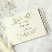 Personalised Floral Watercolour Wedding Hardback Guest Book & Pen