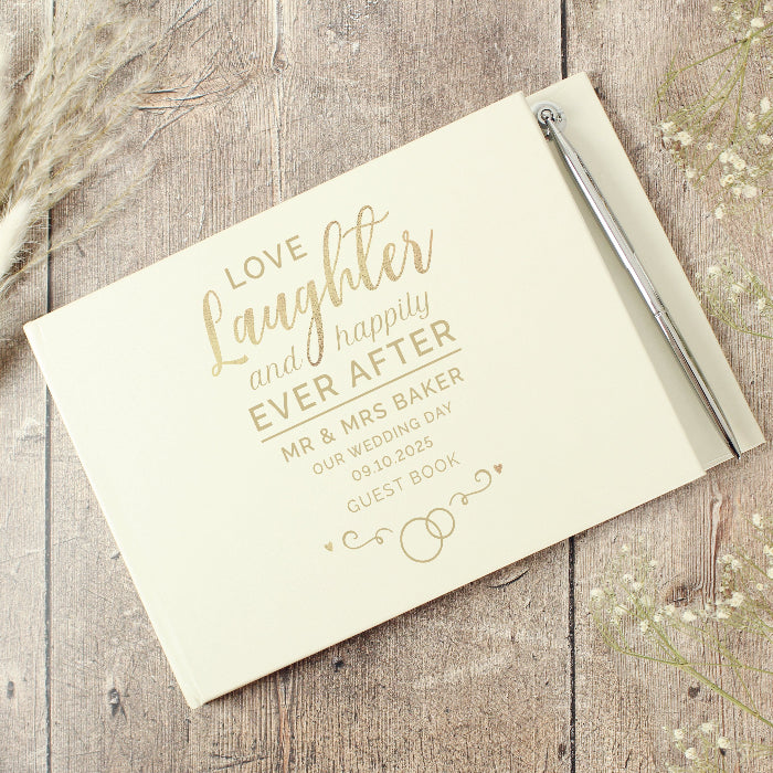 Personalised Happily Ever After Wedding Guest Book & Pen