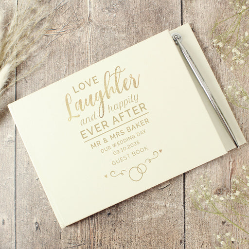 Personalised Happily Ever After Wedding Guest Book & Pen