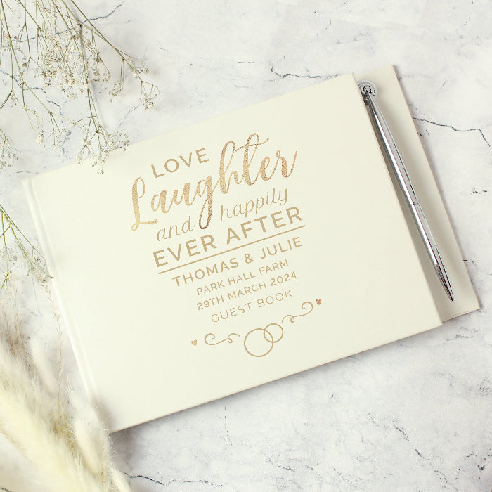 Personalised Happily Ever After Wedding Guest Book & Pen