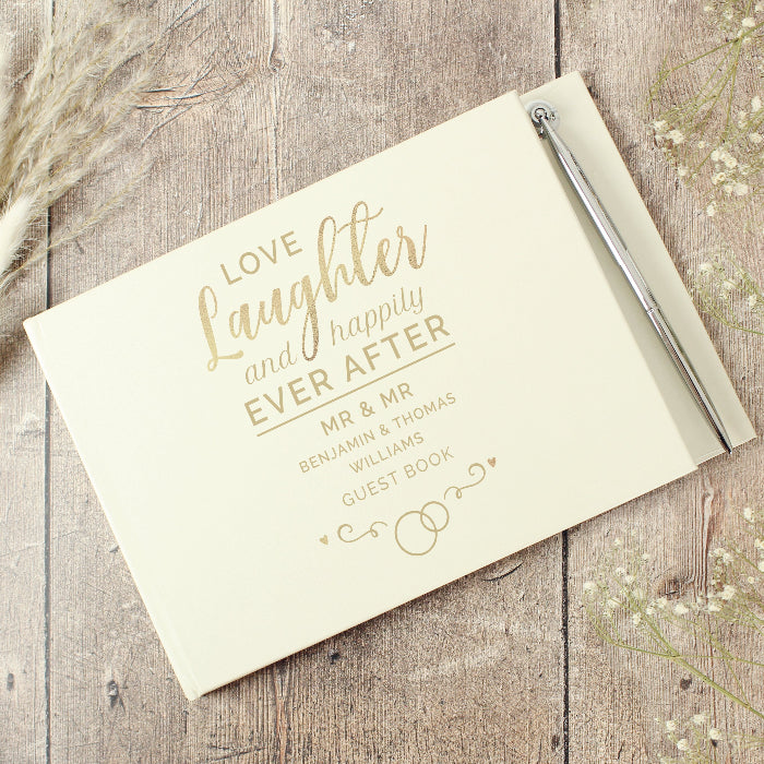 Personalised Happily Ever After Wedding Guest Book & Pen