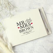 Personalised Mr & Mrs Wedding Hardback Guest Book & Pen