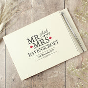 Personalised Mr & Mrs Wedding Hardback Guest Book & Pen