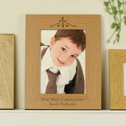 Engraved Holy Communion Oak Finish Photo Frame - 5x7