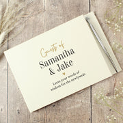 Personalised Black & Gold Wedding Guest Book - Any Text