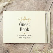 Personalised Black & Gold Wedding Guest Book - Any Text